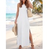 image:imageANRABESS Womens Wrinkle Free Summer Sundress Sleeveless Maxi Dress ampPocketsWhite