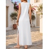 image:imageANRABESS Womens Wrinkle Free Summer Sundress Sleeveless Maxi Dress ampPocketsWhite