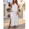 image:imageANRABESS Womens Wrinkle Free Summer Sundress Sleeveless Maxi Dress ampPocketsWhite