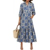 image:imageANRABESS Women 34 Puff Sleeve Polo Neck Floral Maxi DressBlue Khaki