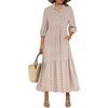 image:imageANRABESS Women 34 Puff Sleeve Polo Neck Floral Maxi DressBrown Khaki