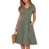 image:imageANRABESS Women Summer Casual Short Sleeve A Line Midi Dresses with PocketArmy Green