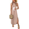 image:imageANRABESS Women Summer Sundress Wrinkle Free Sleeveless Maxi Dress ampPocketsAlmond