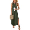 image:imageANRABESS Women Summer Sundress Wrinkle Free Sleeveless Maxi Dress ampPocketsArmy Green