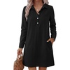 image:imageANRABESS Womens Long Sleeve Striped Fall Shift Shirt DressBlack