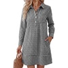 image:imageANRABESS Womens Long Sleeve Striped Fall Shift Shirt DressBlack White Plaid
