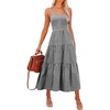 image:imageANRABESS Womens Summer Striped Gingham Midi Dresses Casual Beach SundressBlack White Plaid