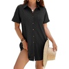 image:imageANRABESS Womens Swimsuit Cover Up Eyelet Button Down Shirt DressBlack