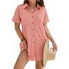 image:imageANRABESS Womens Swimsuit Cover Up Eyelet Button Down Shirt DressCoral