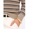 image:imageANRABESS Sweaters for Women Polo Collared Knit Long Sleeve PulloverAlmond Black Stripe
