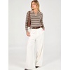 image:imageANRABESS Sweaters for Women Polo Collared Knit Long Sleeve PulloverAlmond Black Stripe