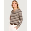 image:imageANRABESS Sweaters for Women Polo Collared Knit Long Sleeve PulloverAlmond Black Stripe