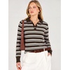 image:imageANRABESS Sweaters for Women Polo Collared Knit Long Sleeve PulloverCoffee White Stripe