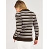 image:imageANRABESS Sweaters for Women Polo Collared Knit Long Sleeve PulloverCoffee White Stripe
