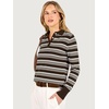 image:imageANRABESS Sweaters for Women Polo Collared Knit Long Sleeve PulloverCoffee White Stripe