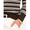 image:imageANRABESS Sweaters for Women Polo Collared Knit Long Sleeve PulloverCoffee White Stripe
