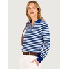 image:imageANRABESS Sweaters for Women Polo Collared Knit Long Sleeve PulloverRoyal Blue White Stripe