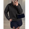 image:imageANRABESS Womens Long Sleeve Striped Turtle Neck Collared SweatersBlack