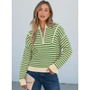 image:imageANRABESS Womens Striped Quarter Zip Fall Sweater TopsStriped Apricot Green