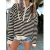image:imageANRABESS Womens Striped Quarter Zip Fall Sweater TopsStriped Black Beige