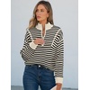 image:imageANRABESS Womens Striped Quarter Zip Fall Sweater TopsStriped Black Beige