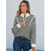 image:imageANRABESS Womens Striped Quarter Zip Fall Sweater TopsStriped Black White