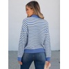 image:imageANRABESS Womens Striped Quarter Zip Fall Sweater TopsStriped Blue White