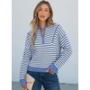 image:imageANRABESS Womens Striped Quarter Zip Fall Sweater TopsStriped Blue White