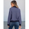 image:imageANRABESS Womens Striped Quarter Zip Fall Sweater TopsStriped Navy Purple