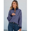 image:imageANRABESS Womens Striped Quarter Zip Fall Sweater TopsStriped Navy Purple