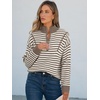 image:imageANRABESS Womens Striped Quarter Zip Fall Sweater TopsStriped White Camel