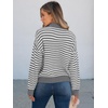 image:imageANRABESS Womens Striped Quarter Zip Fall Sweater TopsStriped White Grey