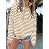 image:imageANRABESS Womens Striped Quarter Zip Fall Sweater TopsStriped White Khaki