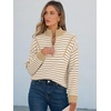 image:imageANRABESS Womens Striped Quarter Zip Fall Sweater TopsStriped White Khaki