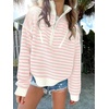 image:imageANRABESS Womens Striped Quarter Zip Fall Sweater TopsStriped White Light Pink