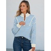 image:imageANRABESS Womens Striped Quarter Zip Fall Sweater TopsStriped White Sky Blue