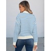 image:imageANRABESS Womens Striped Quarter Zip Fall Sweater TopsStriped White Sky Blue
