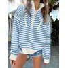 image:imageANRABESS Womens Striped Quarter Zip Fall Sweater TopsStriped White Sky Blue