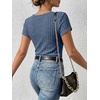 image:imageANRABESS Womens Tops Short Sleeve Basic Tees Square Neck Fitted T ShirtsDark Blue