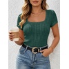 image:imageANRABESS Womens Tops Short Sleeve Basic Tees Square Neck Fitted T ShirtsGreen