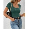 image:imageANRABESS Womens Tops Short Sleeve Basic Tees Square Neck Fitted T ShirtsGreen