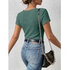 image:imageANRABESS Womens Tops Short Sleeve Basic Tees Square Neck Fitted T ShirtsGreen