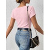 image:imageANRABESS Womens Tops Short Sleeve Basic Tees Square Neck Fitted T ShirtsPink