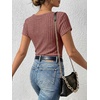 image:imageANRABESS Womens Tops Short Sleeve Basic Tees Square Neck Fitted T ShirtsRust Orange
