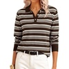 image:imageANRABESS Sweaters for Women Polo Collared Knit Long Sleeve PulloverCoffee White Stripe