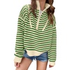 image:imageANRABESS Womens Striped Quarter Zip Fall Sweater TopsStriped Apricot Green